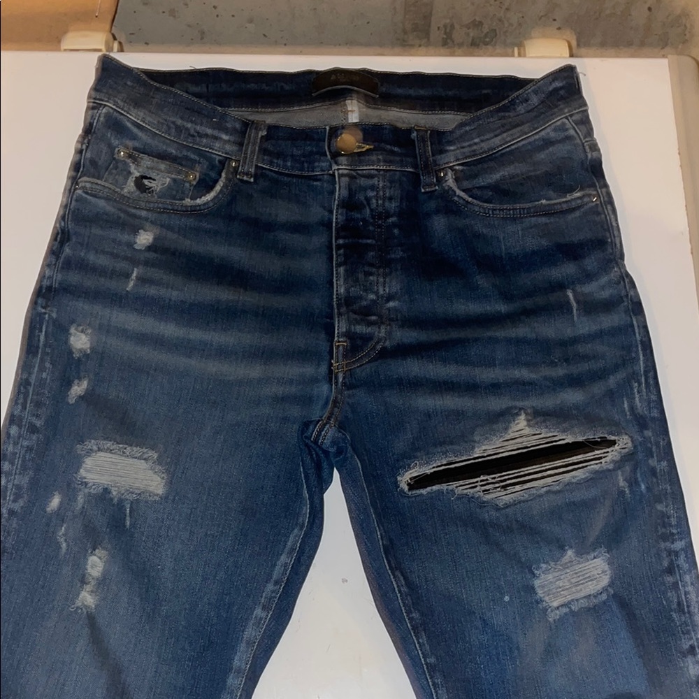 Men's Distressed Blue Jeans